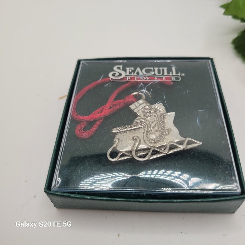 NIB - Vintage Seagull Pewter Canada Christmas Sleigh Ornament